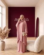 Abayah Zweiteiler in Rosé - Dreiviertelansicht