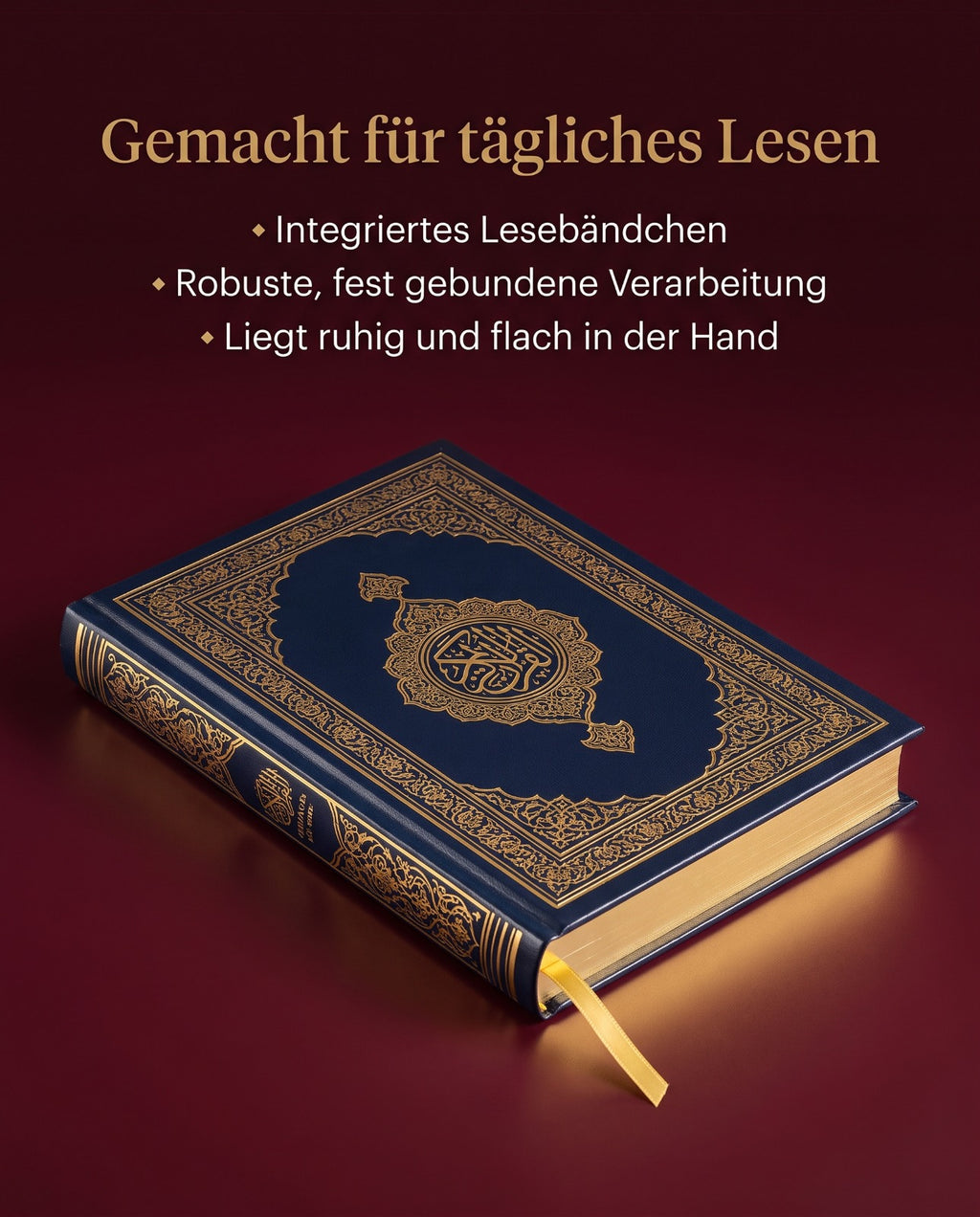 Koran mit Lesebaendchen und fest gebundener Verarbeitung fuer taegliches Lesen