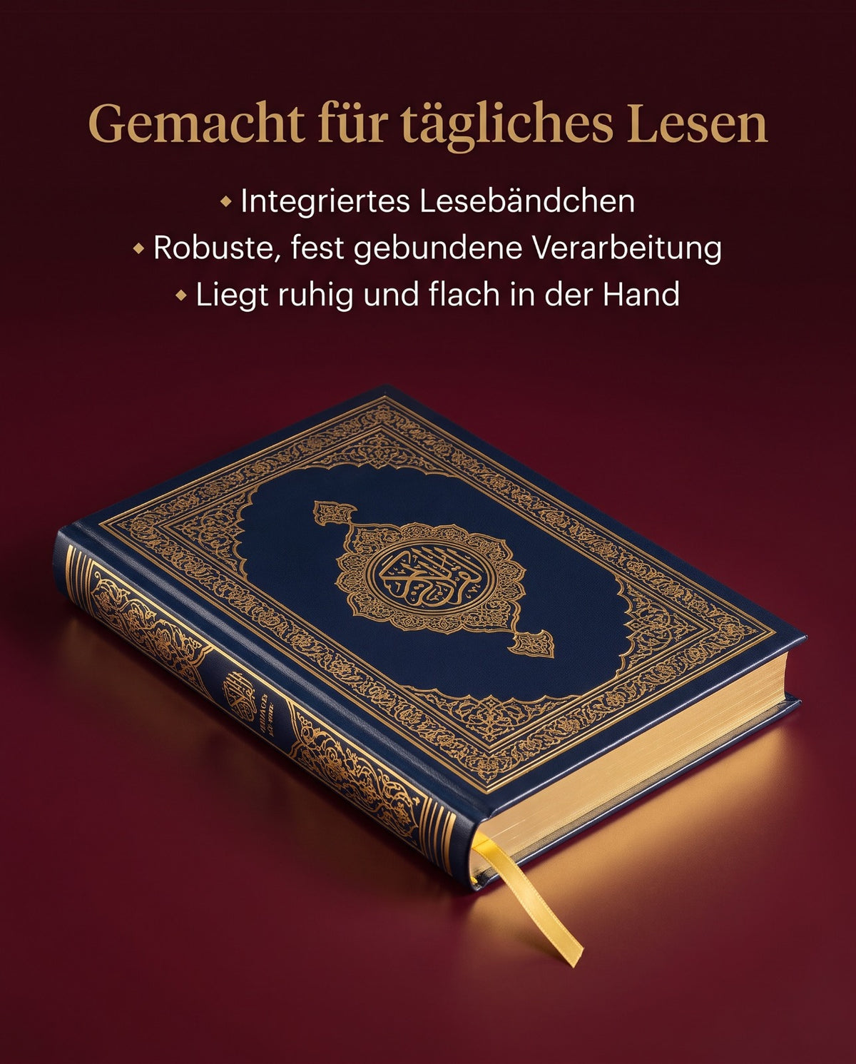 Koran mit Lesebaendchen und fest gebundener Verarbeitung fuer taegliches Lesen