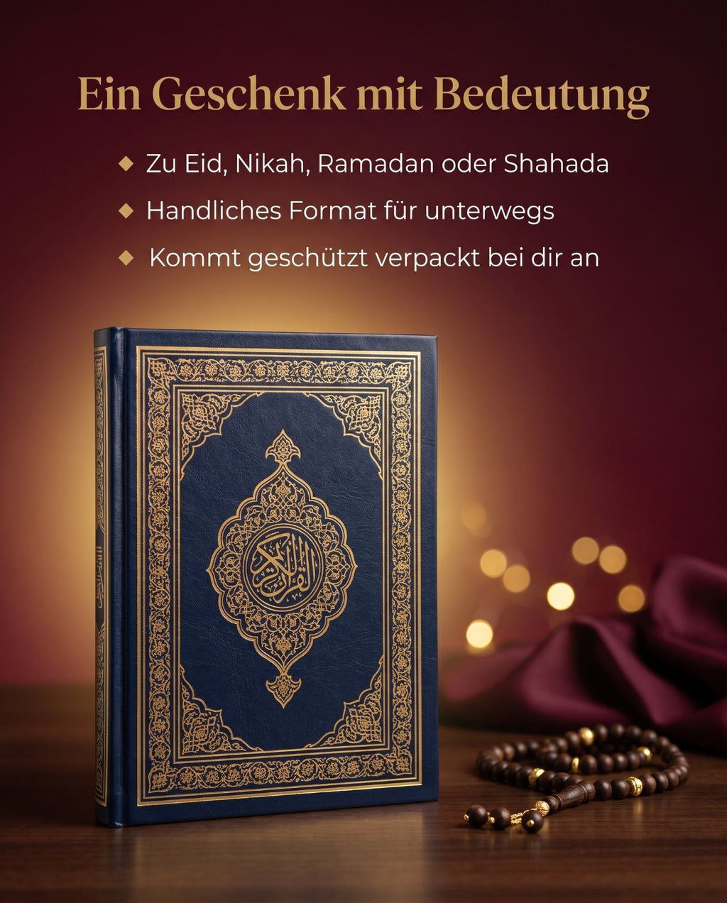 Arabischer Koran aufgeschlagen - klares Uthmani-Schriftbild